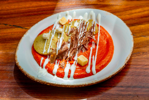 Plate of Mexican food
