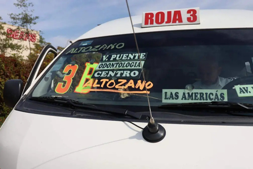 Windshield of a public transit van